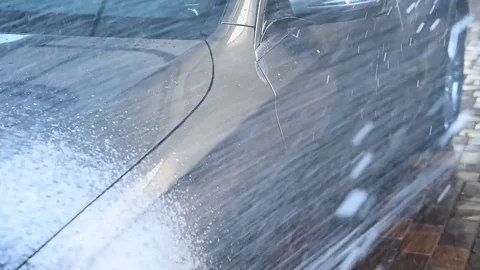 Washing the car with foam Stock Footage 79603479