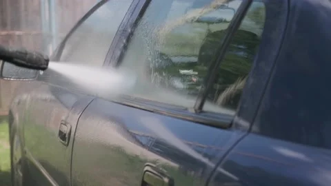 Washing the car with foam Stock Footage 201195860