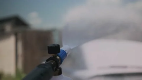 Washing the car with foam Stock Footage 201195892