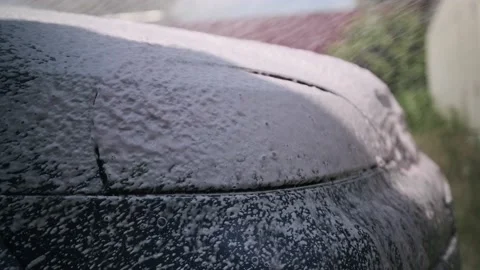 Washing the car with foam Stock Footage 201196187