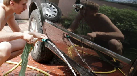 Washing the car Stock Footage 736190