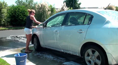 Washing the car Stock Footage 29162287