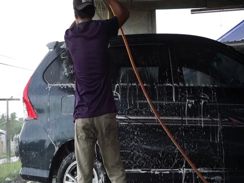 Washing car Stock Footage 121653722