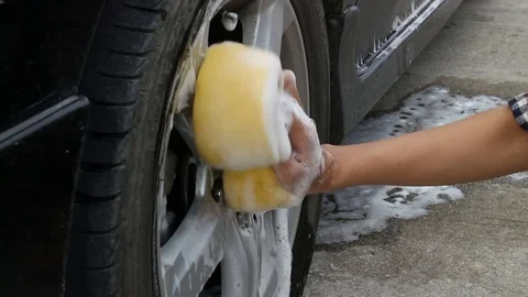 Washing The.Cleaning Wheels Stock Footage 71089703