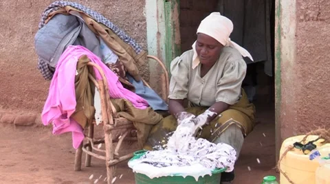 Washing Clothes by Hand Stock Footage 8775693