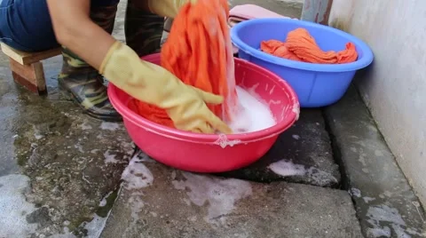 Washing clothes by hand Stock Footage 56081280