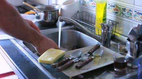 Washing dishes  Stock Footage 8570466