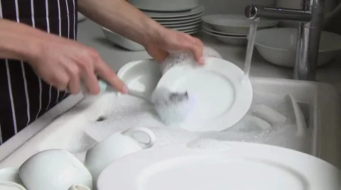 Washing the dishes Stock Footage 8573282