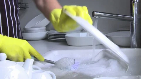 Washing the dishes Stock Footage 8573286
