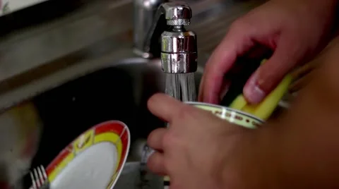 Washing Dishes Stock Footage 49564635