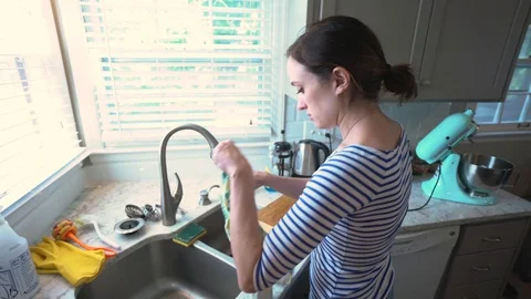 Washing the Dishes Stock Footage 93619067