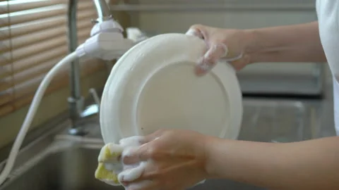 Washing a dishes Stock Footage 131582491
