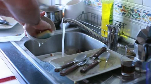 Washing dishes - timelapse Stock Footage 8570919
