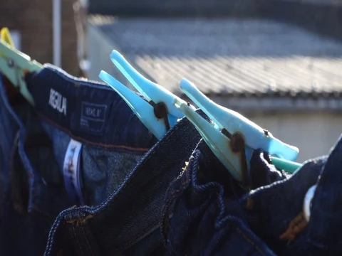 Washing drying in the garden Stock Footage 104458415