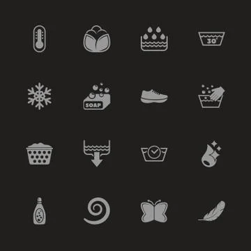 Washing - Flat Vector Icons Stock Illustration
