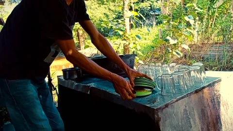 Washing glasses Stock Footage 207289520