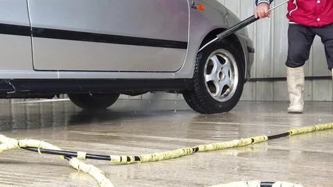 Washing a gray car Video stock 106083343