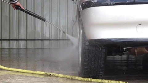 Washing a gray car Video stock 106083396