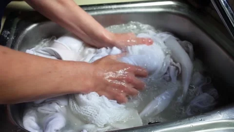 Washing By Hand Stock Footage 135073769