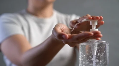 Washing hand by using alcohol gel to prevent coronavirus ( Covid-19 ) infection  Stock Footage 128222680