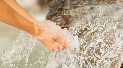 Washing hands and drinking Stock Footage 525534
