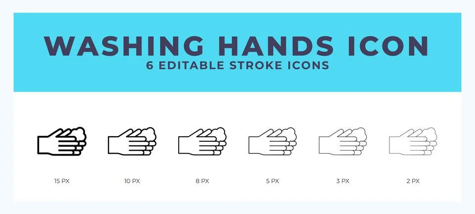 Washing hands icon set with different stroke. Vector illustration with edit.. Stock Illustration