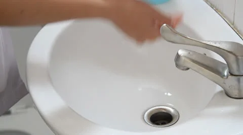 Washing hands with liquid soap , hand hygiene universal precaution Stock Footage 26365818