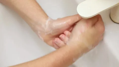 Washing hands with soap close up Stock Footage 229724987
