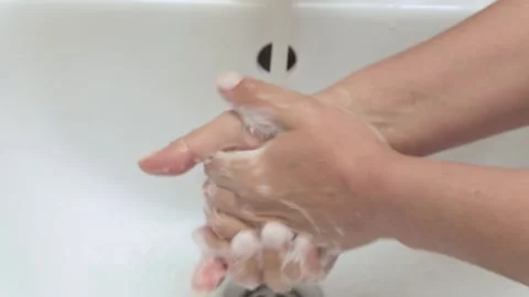 Washing hands with soap close up Vídeos de archivo 238030119