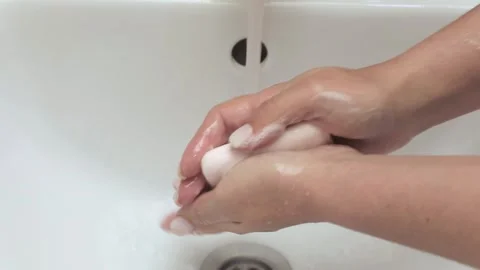 Washing hands with soap close up Stock Footage 240481099