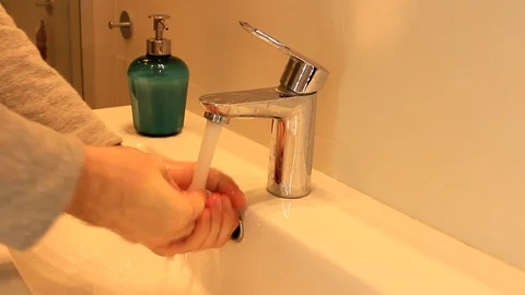 Washing of hands with soap Stock Footage 86414271