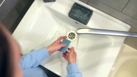 Washing hands with soap Stock Footage 264043346