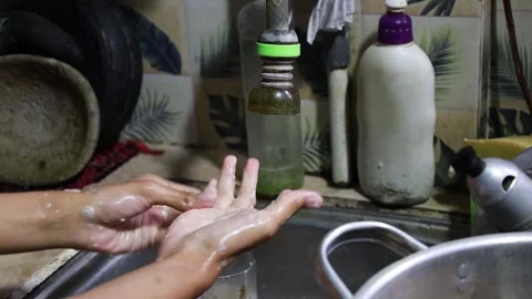 Washing hands with soap Stock Footage 292191366