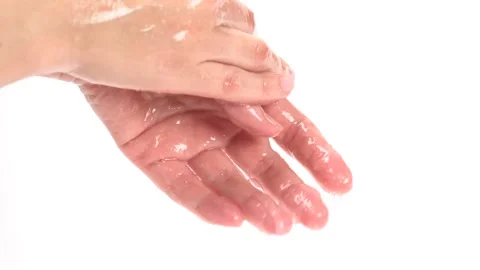 Washing hands with soap. Moisturizing liquid hand soap with shimmer Stock Footage 275049729