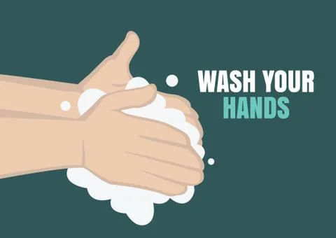 Washing hands with soap vector sign. Hygiene concept. Stock Illustration