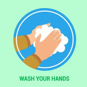 Washing hands with soap vector sign Stock Illustration