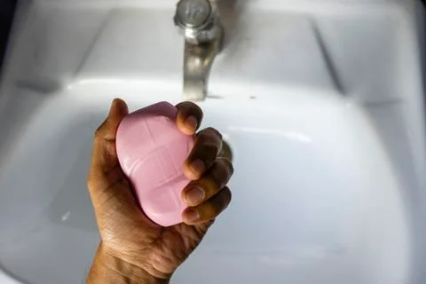Washing hands with soaps Stock Photos