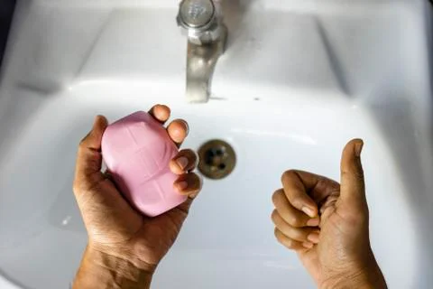Washing hands with soaps Stock Photos