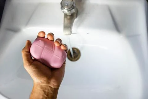 Washing hands with soaps Stock Photos