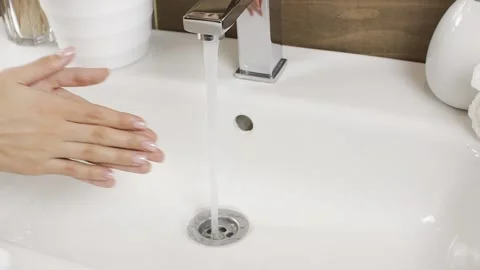 Washing Hands Under Running Tap Water Stock Footage 138421083