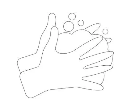 Washing hands vector illustration. Hand wash outline style colorful icon Stock Illustration