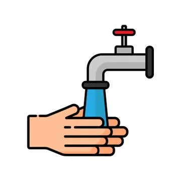 Washing hands with water tap vector illustration Stock Illustration