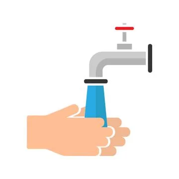 Washing hands with water tap vector illustration Stock Illustration