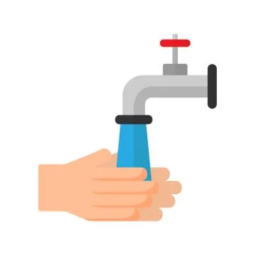 Washing hands with water tap vector illustration Stock Illustration