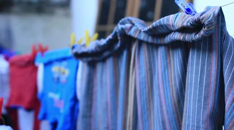 Washing Hanging on the Line Stock Footage 51560052