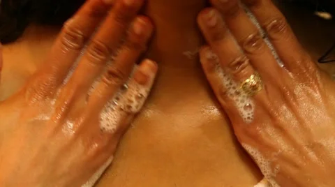 Washing Her Neck Stock Footage 36815155