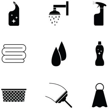 Washing icon set Stock Illustration