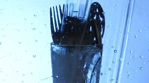 Washing kitchen utensil Stock Footage 8633393