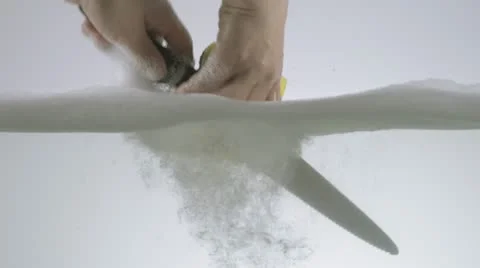 Washing The Knife Stock Footage 11518490