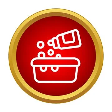 Washing laundry basin with pouring detergent bubbles icon Stock Illustration